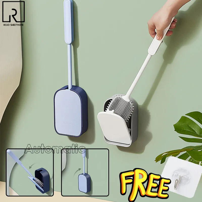 

Silicone TPR Toilet Brush Automatic Wall Mounted Plastic Holder Quick Dry Bathroom Bathtub Gap Cleaning Tools Household Wash WC