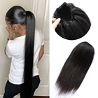 Прямой хвост волосы для конского хвоста 1b99j коричневый хвост с зажимами бразильские человеческие волосы для наращивания для черных женщин