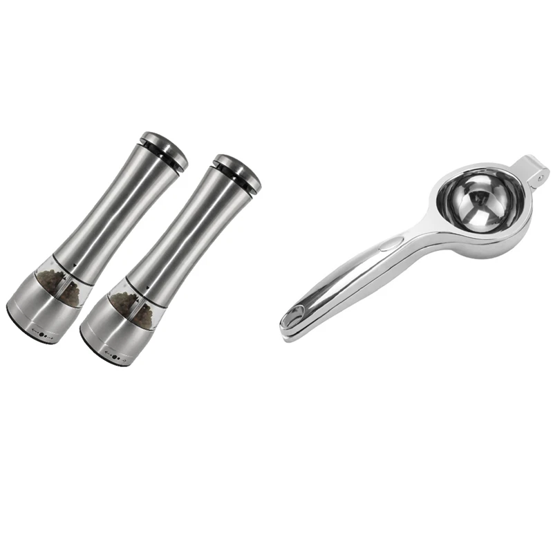 

1 Pcs Lemon Squeezer Super Large Capacity Citrus Juicer & 2 Pcs Stainless Steel Electric Salt And Pepper Grinder