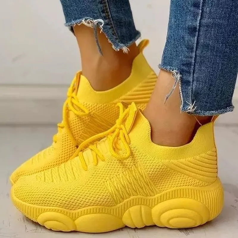 

Women Summer Air Mesh Sneakers Flat Heel Platform Solid Non Slip Breathable Fashion Ladies Shoes Female Sport Running Walk