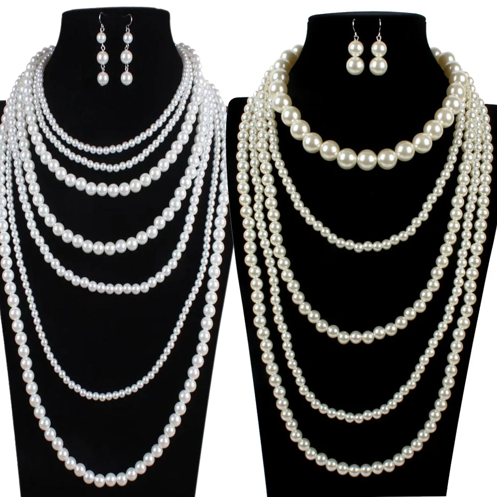 

One Piece Luxury Large Neck Pearl Necklace Layered Necklace Red Pearl Women's Neck Chain Birthday Gifts Fashion Jewelry Sets