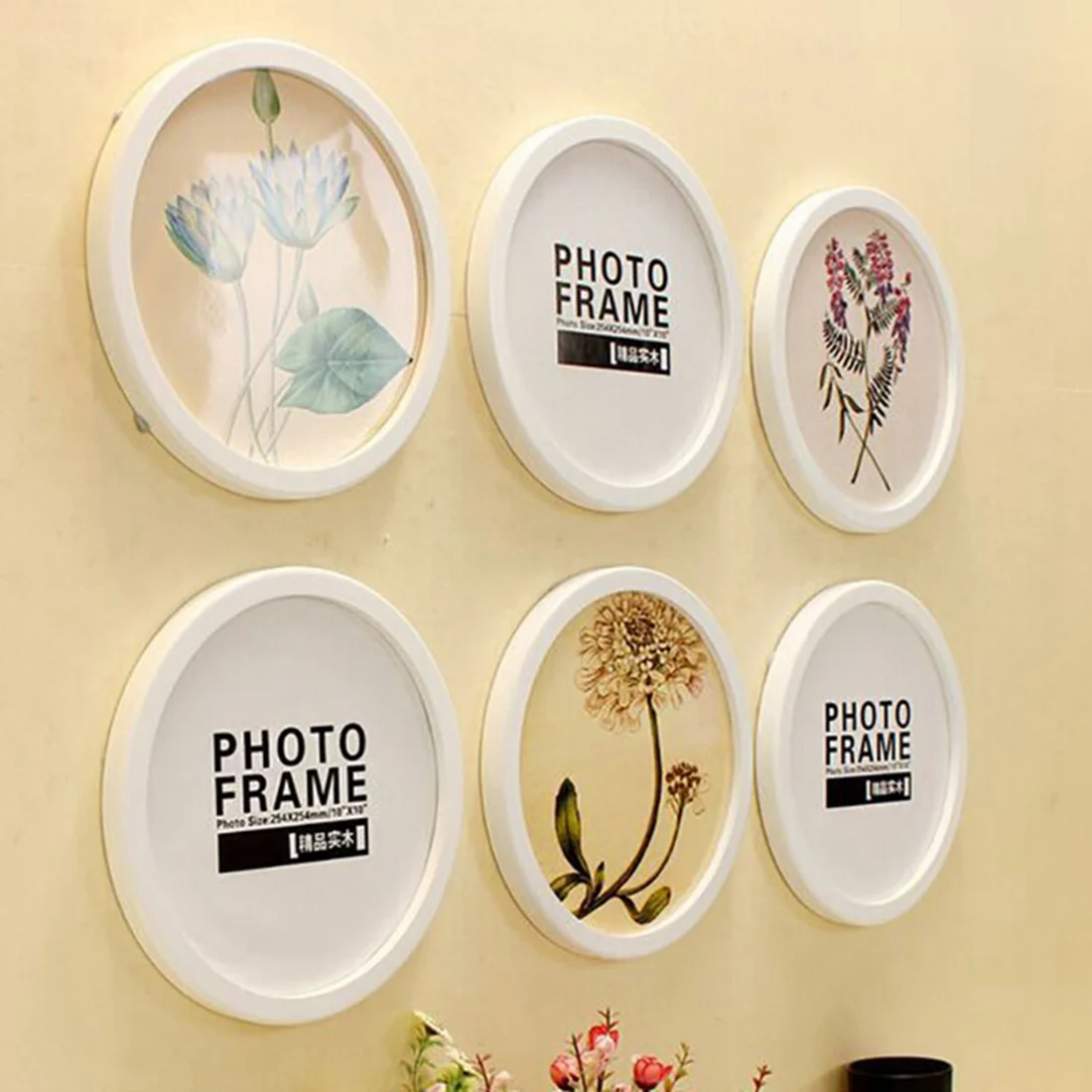 

Wall Mounted Photo Frames Wood Picture Frames Round Hanging Picture Holder DIY Photo Frame Gift 5 Colors Wall Home Decor
