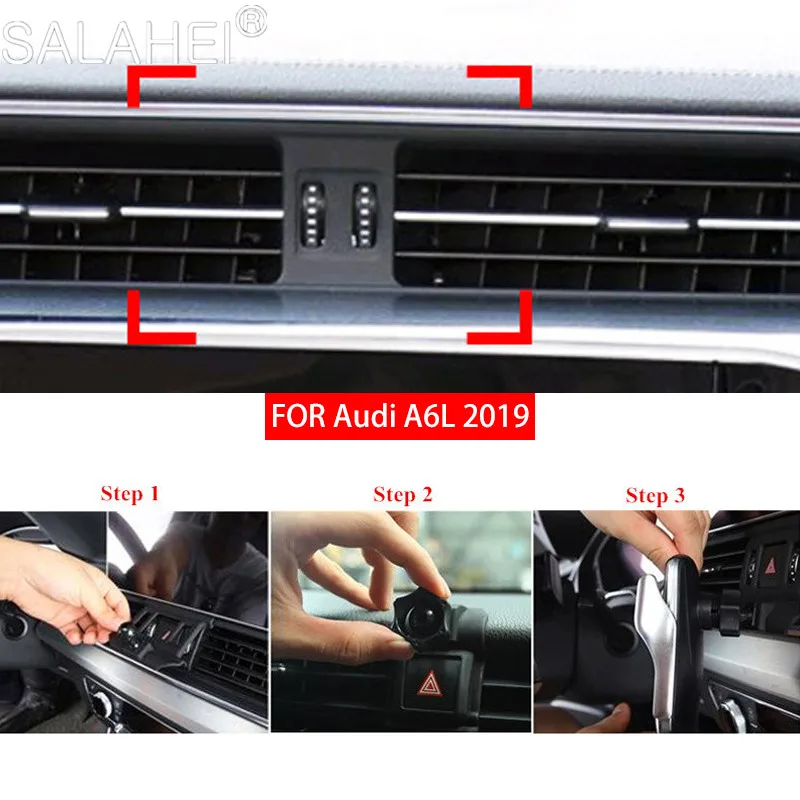 

GPS Adjustable Gravity Car Holder Air Vent Clip Mount Mobile Cell Stand Smartphone Support For Audi A6L 2019 Car Accessories