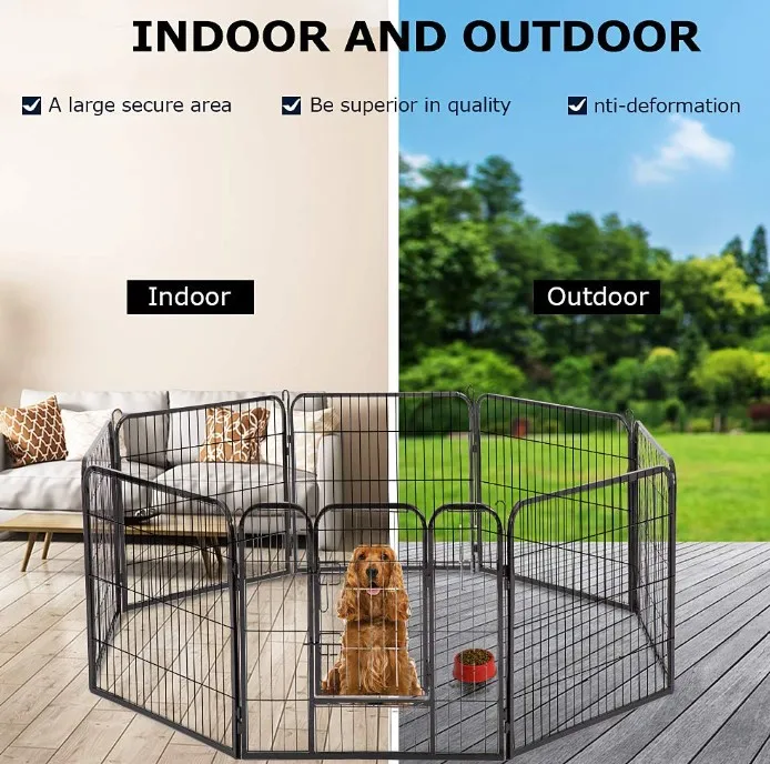 

8 Pcs Foldable Pet Playpen Iron Fence Puppy Kennel House Exercise Training Puppy Kitten Space Cat Dog Rabbits Gate Supplie HWC