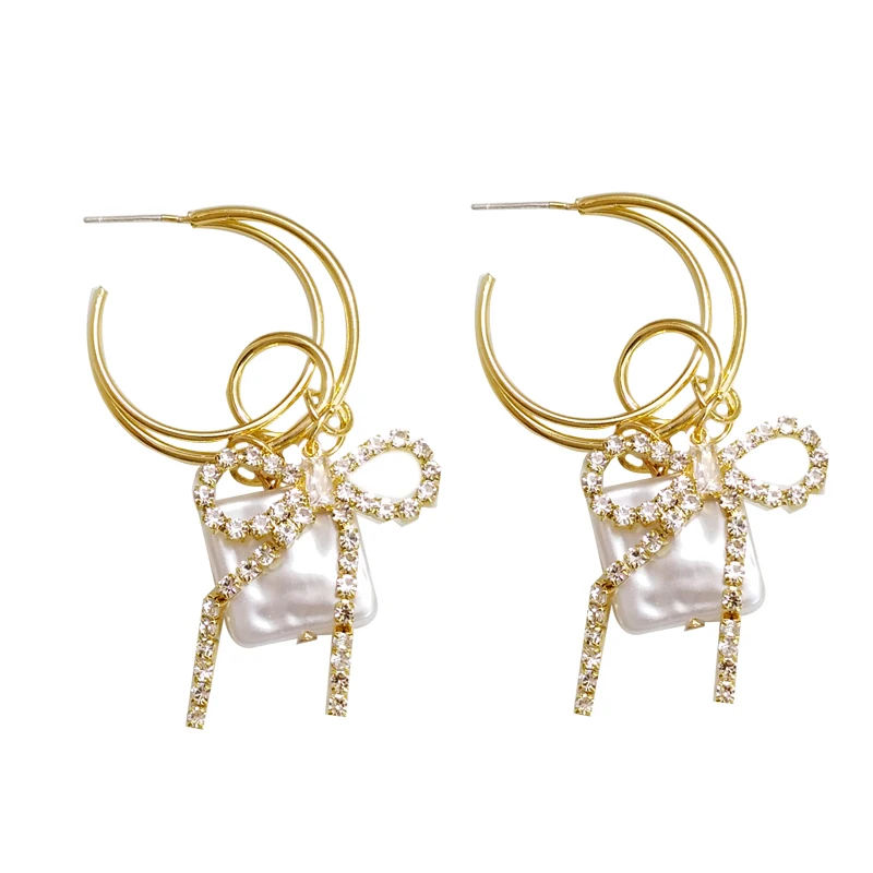 

Mihan S925 needle Women Jewelry Bow Earrings Delicate Design Simulated Pearl Roun Circle Drop Earrings For Girl Fine Accessories
