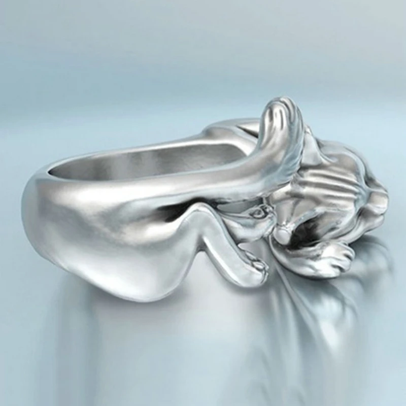 Женское регулируемое кольцо с котенком белое и Золотое в Корейском стиле