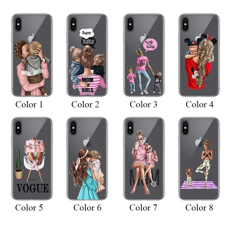 Силиконовый семейный чехол для iPhone 7 8 6 X XS Max 5 XR S Plus SE TPU мягкий телефона s iPhone7 мамы