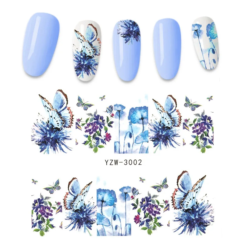

AMGK Nail Sticker Lady Flower Rose Glitter Design Full cover decoration stickers summe