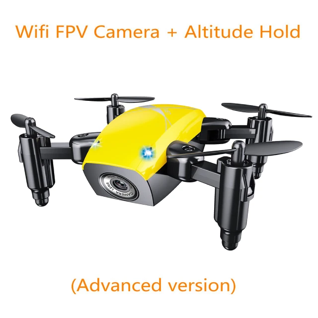yellow with camera Радиоуправляемый квадрокоптер S9 S9W S9HW мини-Дрон с камерой HD wifi FPV складной Дроны для селфи Профессиональный карманный микро-Дрон вертолет - Цвет: yellow with camera