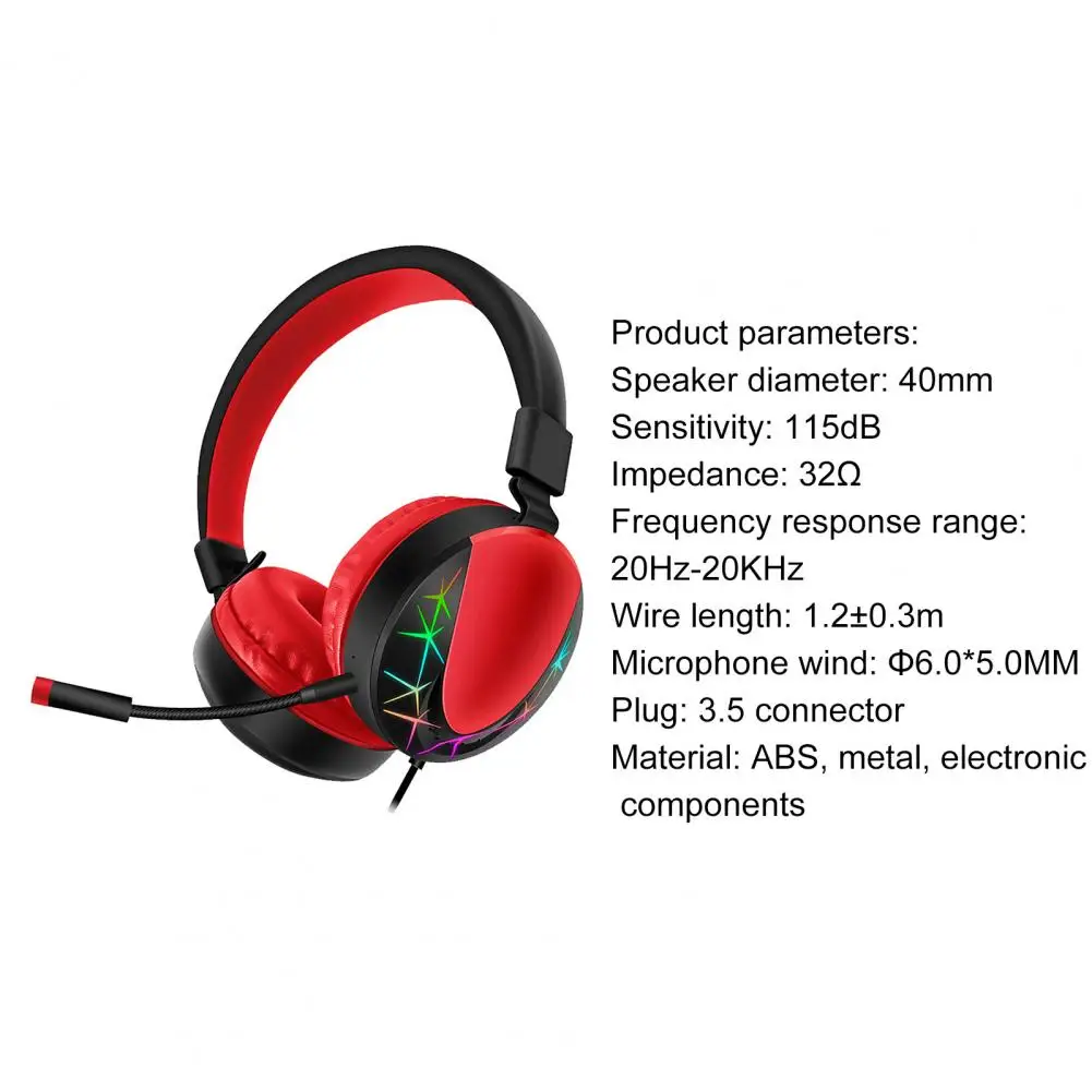 AKZ-021 Проводная гарнитура RGB Светящиеся выдвижные динамические наушники для игр -