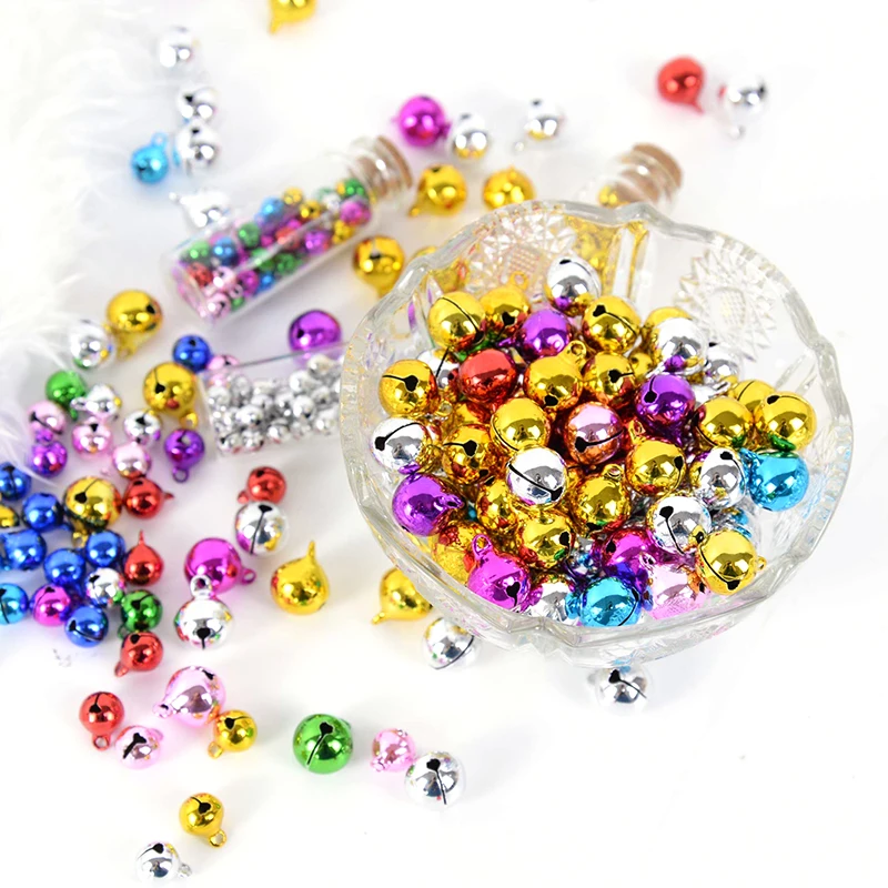 

50pcs 6/8/10/12/14mm Colorful Jingle Bells Iron Pendants Hanging Christmas Tree Ornaments for Home Party DIY Crafts Accessories