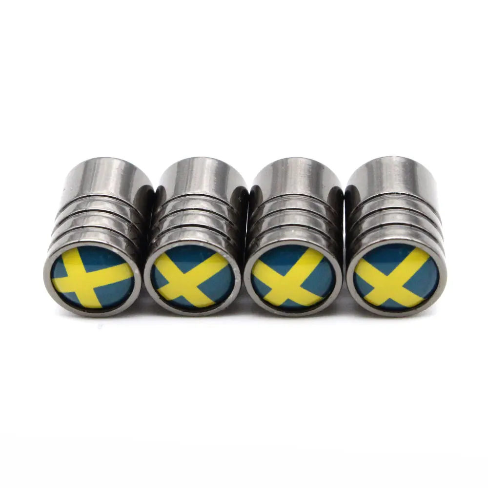 DSYCAR 4 Pcs/Set Car Styling Copper Sweden National Flag Tire Valve Caps Wheel Tires Stem Air Cap Airtight Covers | Автомобили и