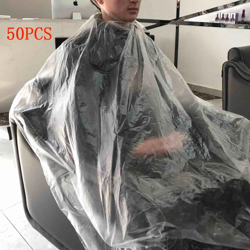 

50pcs Disposable Hair Dye Cape Durable PE Wrap Cloth Hair Salon Haircut Emu Oil Desposable Hairdressing Apron 150*130