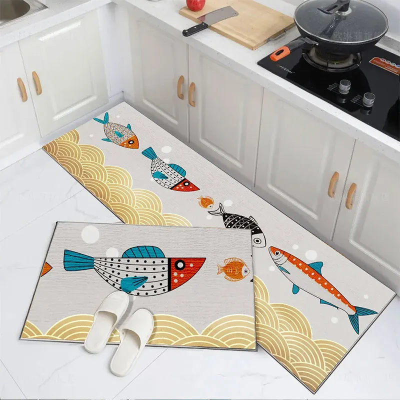 

Fashionable Simple Nordic StyleWaterproof Kitchen Floor Mat Household Carpet Long Strip Door Mat Modern Home Decor