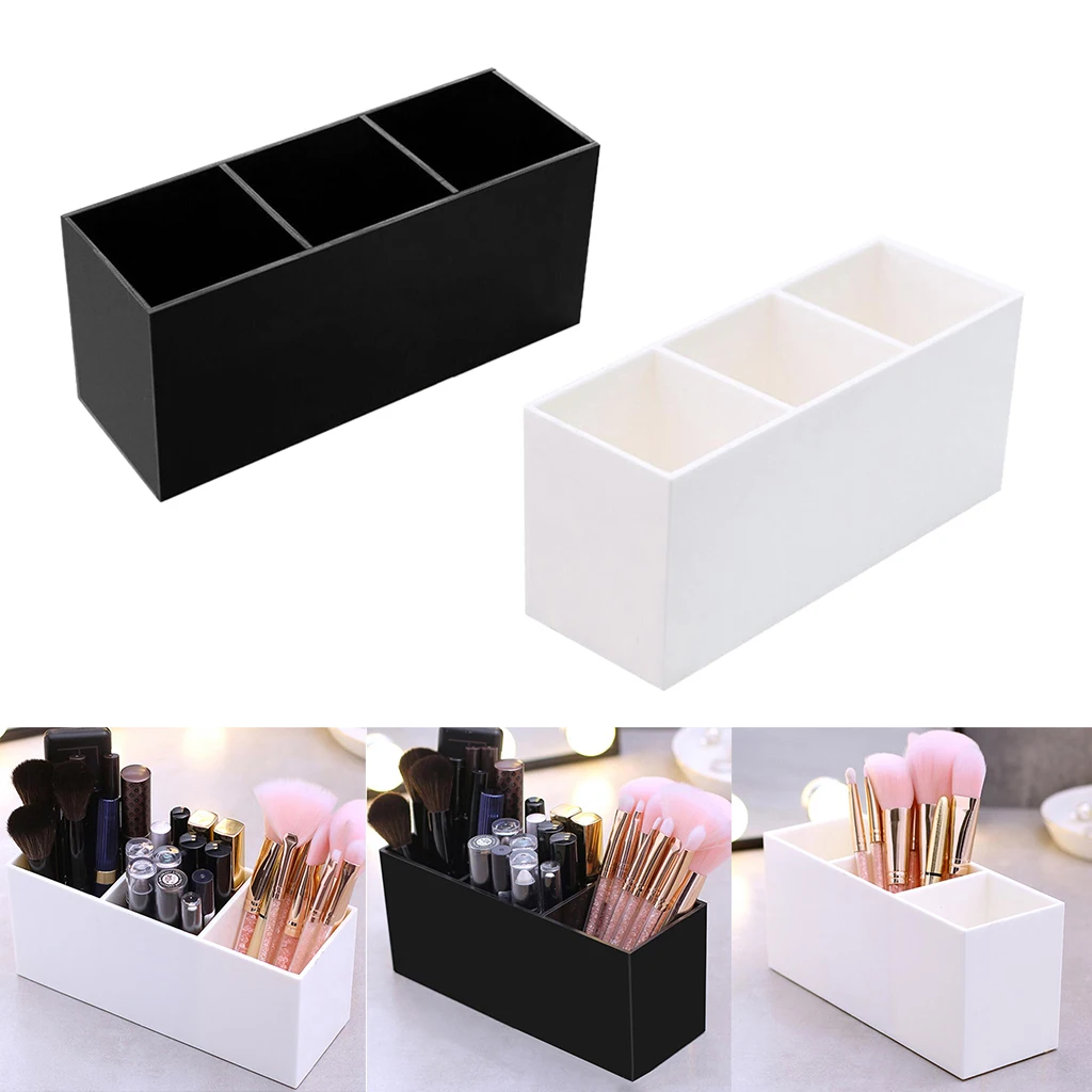 

Makeup Brush Holder Organizer, 3 Slot Acrylic Cosmetics Brushes Storage Case Display Container, Premium, Great for Home, Store