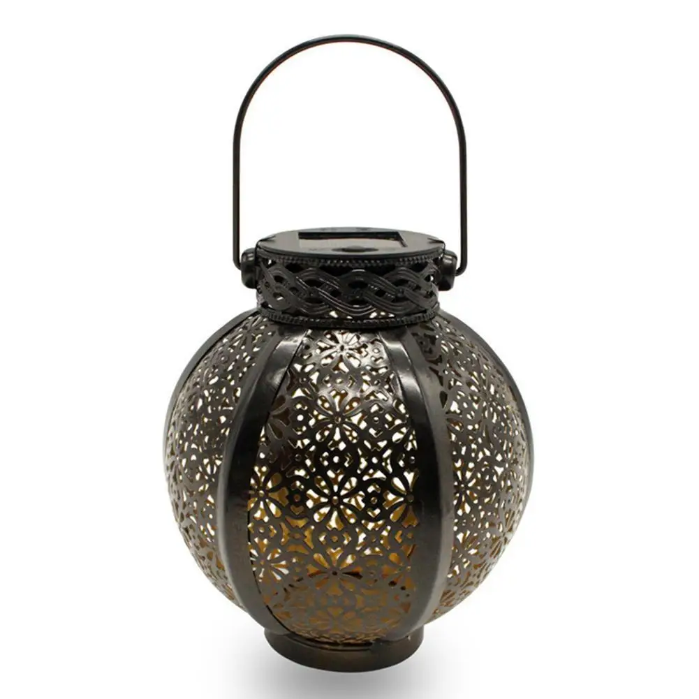 

1Pcs Solar Wrought Iron Hanging Light Retro Waterproof Home Outdoor With Lights Solar Decorative Handle Garden S9O7