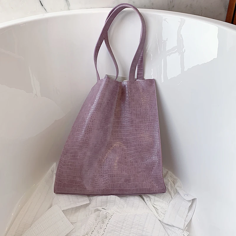 

Alligator Casual Shoulder Bag for Women Large Capacity Crocodile Luxury PU Leather Shopping Tote Big Lady Travel Purse Handbag