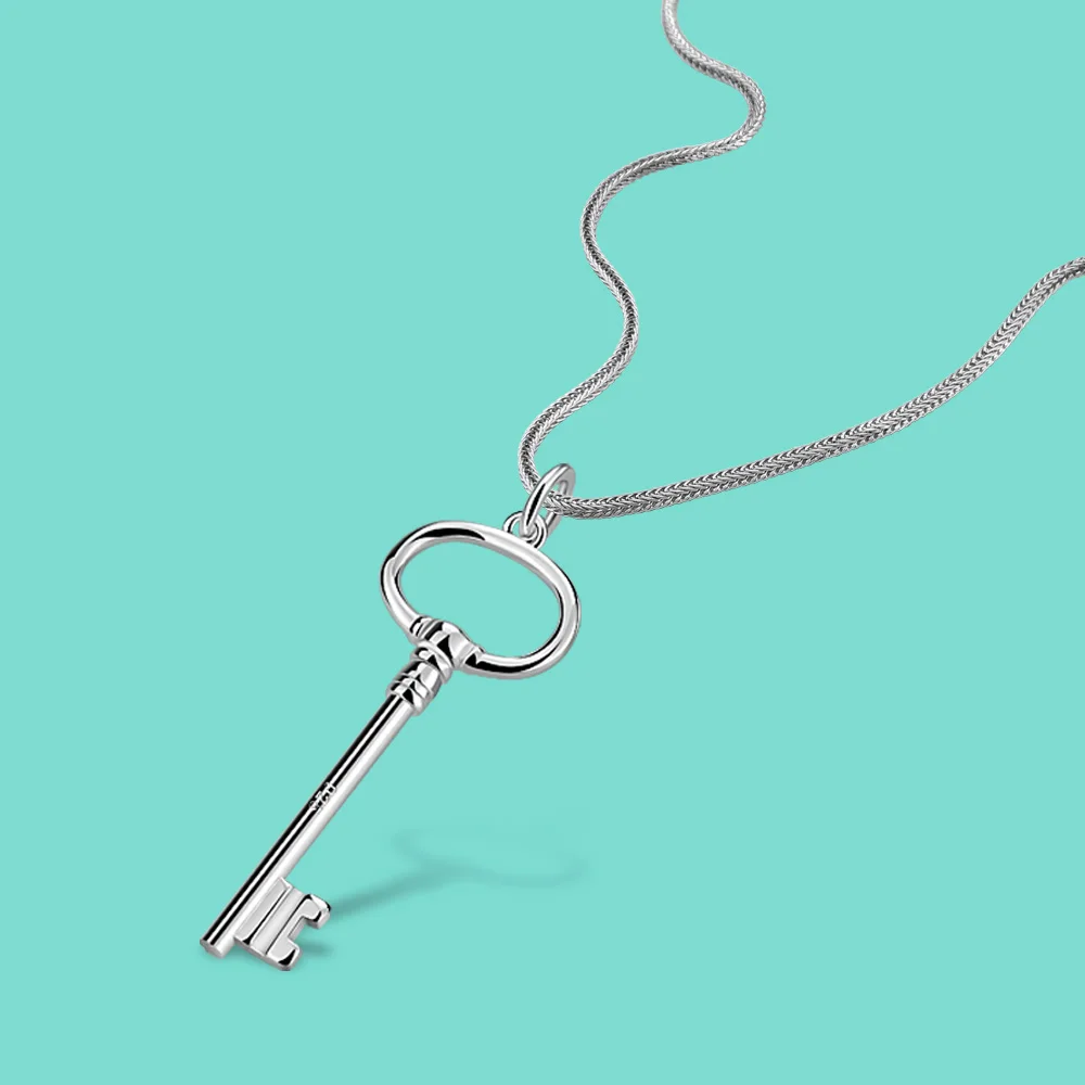 

Новый оригинальный серебряная подвеска в форме ключа для женщин 925 Серебряное ожерелье тонкая цепочка с кулоном, 45-60 см, унисекс, ювелирное изделие, подарок, Женское Ожерелье
