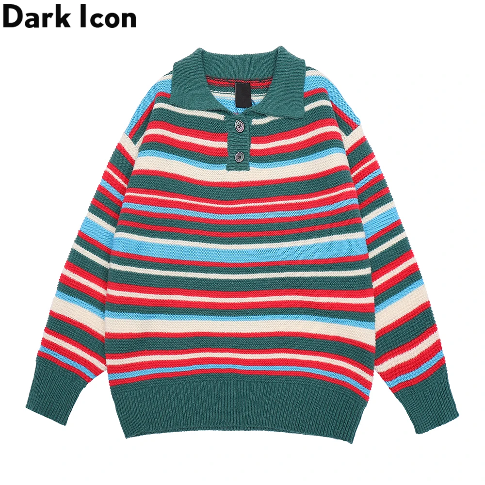 

Dark Icon Turn-down Collar 2 Button Men Women Sweaters Knitwear Unisex Sweater