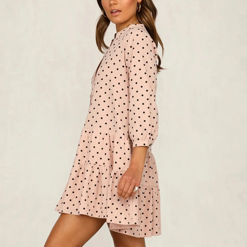 Женское платье с оборками и v-образным вырезом FADZECO осеннее длинным рукавом 2019 |