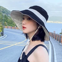 korean black bucket hat women 2021 anti sunburn harajuku fisherman hat girls bucket cap reversible women beach bob hats panama