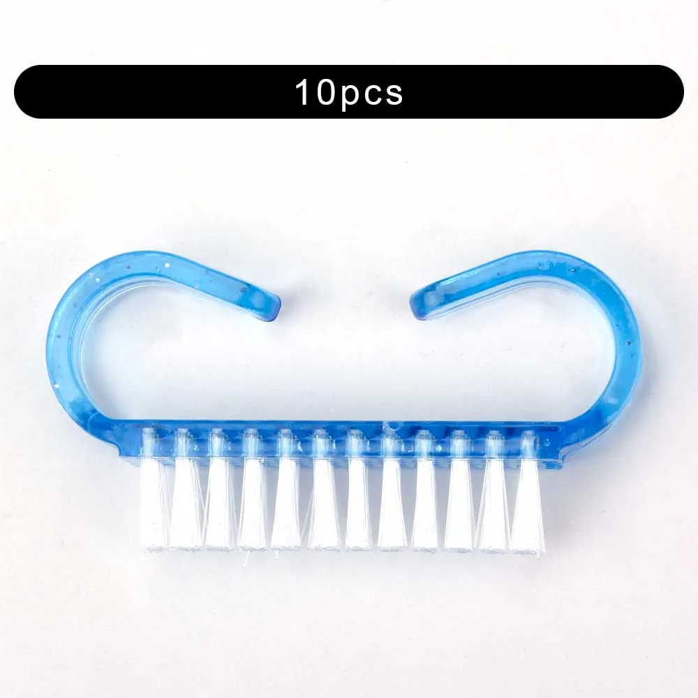 10pcs Bright Blue 10/50/100 шт щеточка для чистки ногтей ручка Нейл-арт маникюра и педикюра, инструмент Пластик УФ-гель для ногтей для удаления для очистки от пыли Уход Макияж стиральная - Цвет: 10pcs Bright Blue