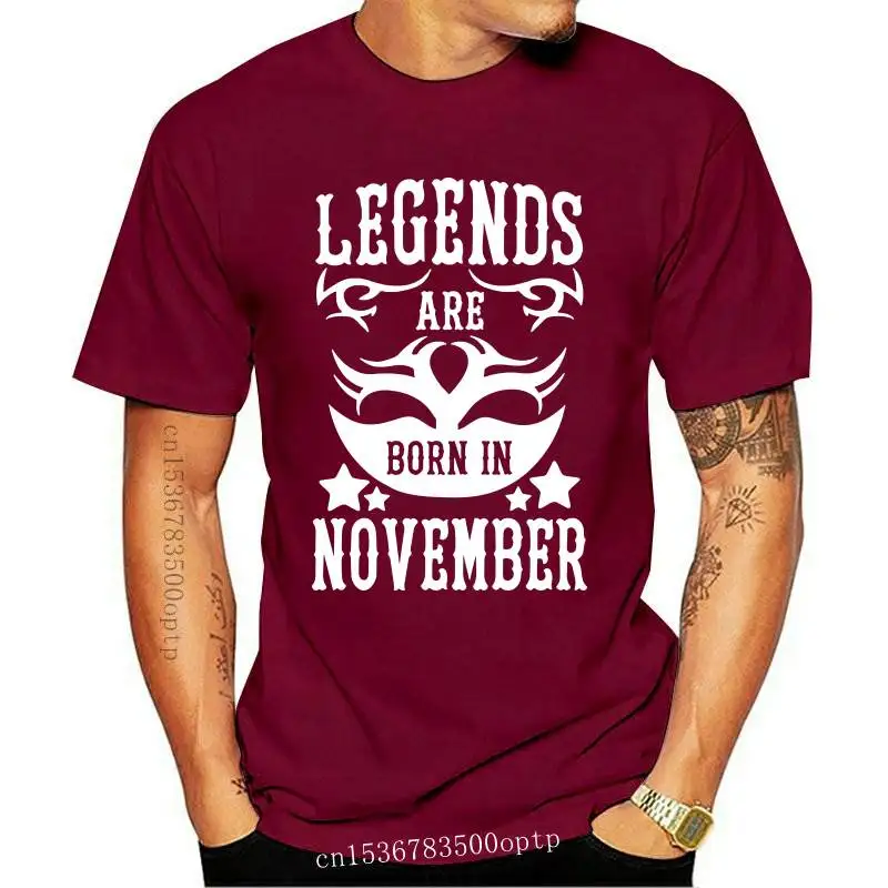 

New 2021 Men'S T-shirt Legends Are Born In November Funny Birthday Gift Design Men'S 100% Cotton Short Sleeve Tees Tops T Shirts
