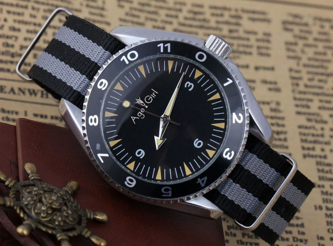 

Classic New Mens Automatic Mechanical Self Wind Stainless Steel Fabric Canvas Strap Watch Glass Back James Bond 007 Spectre