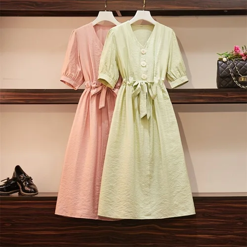 Модное платье с бантом в Корейском стиле летние однобортные женские