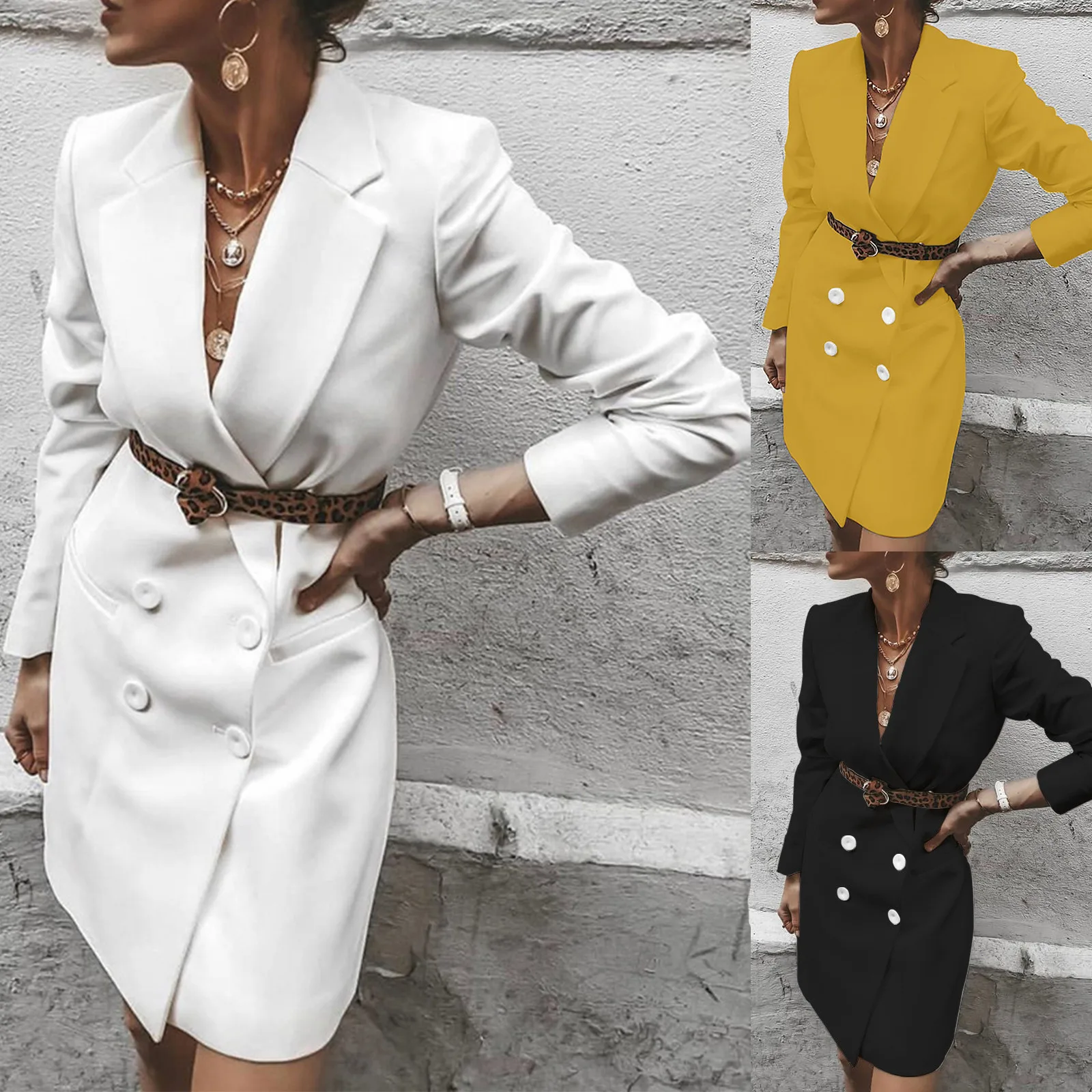 

Women's Jacket Solid Coat Slim Fit Belt Coats Female Warm Plus Cotton Thicker V-neck Office Lady Elegant Trendy Button Outwear