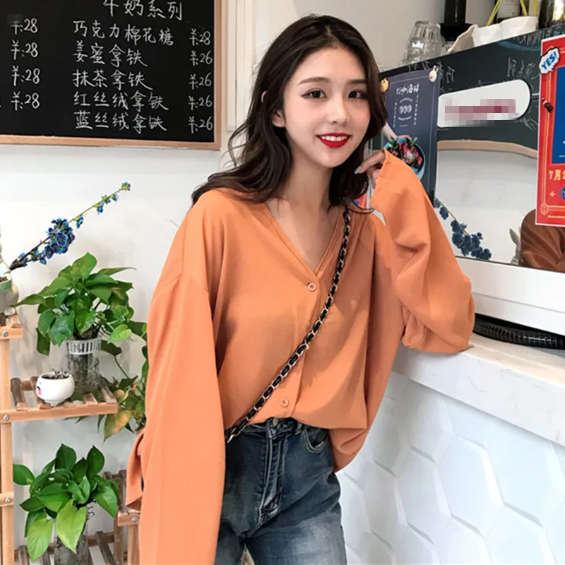 Новинка Осень 2018 шикарная блузка в Корейском стиле рубашки женская модная