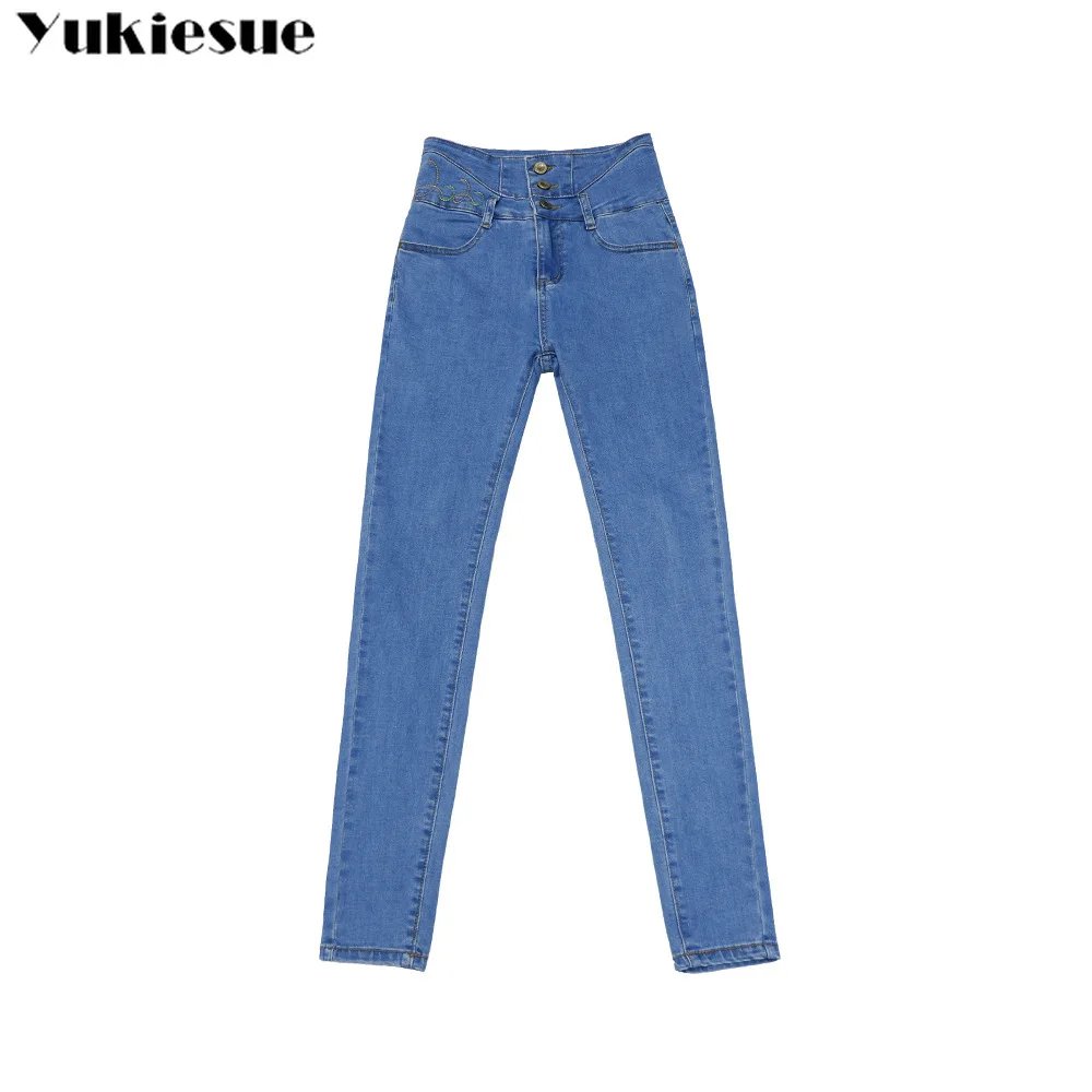 

High Waist ripped Jeans woman Denim Pants Stretchy slim female Trousers Skinny Pants mom jeans pants capris women Plus size