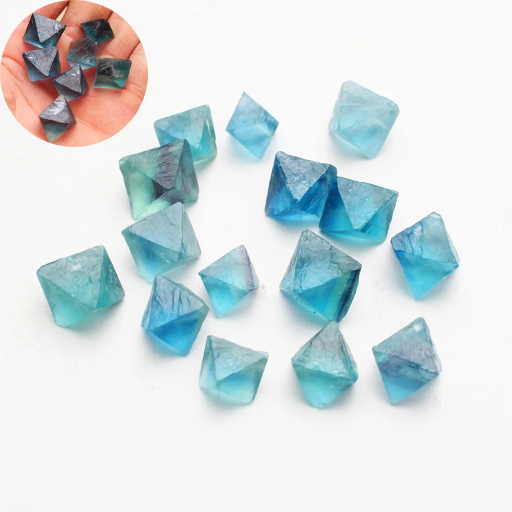 1 шт. натуральный прозрачный синий флюоритовая Хрустальная точка октаэдр грубые
