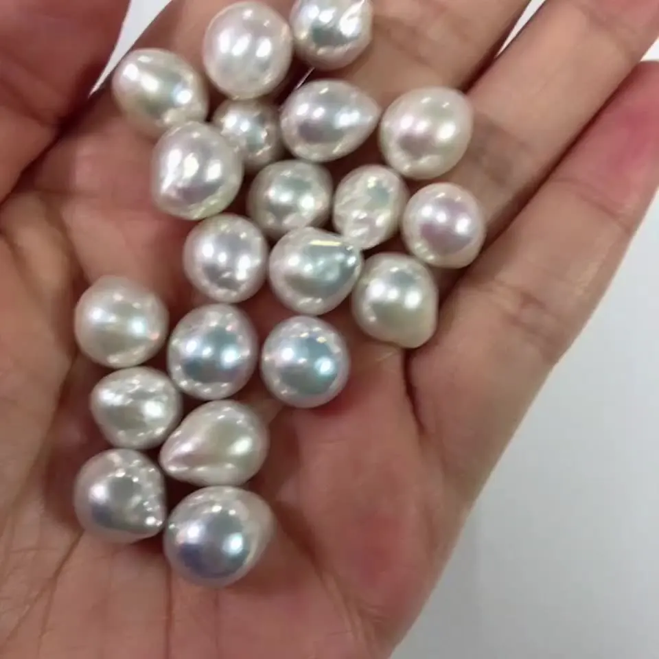 

9-11mm pear shape white baroque edison loose pearls bead