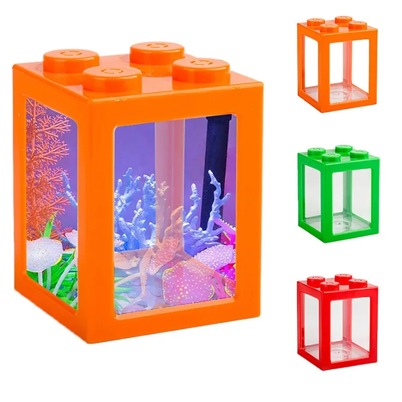Mini Multicolor Stackable Building Blocks Ecological Creative Aquarium Fish Spider Tank Small Reptile Pet Box Home Decoration | Дом и сад