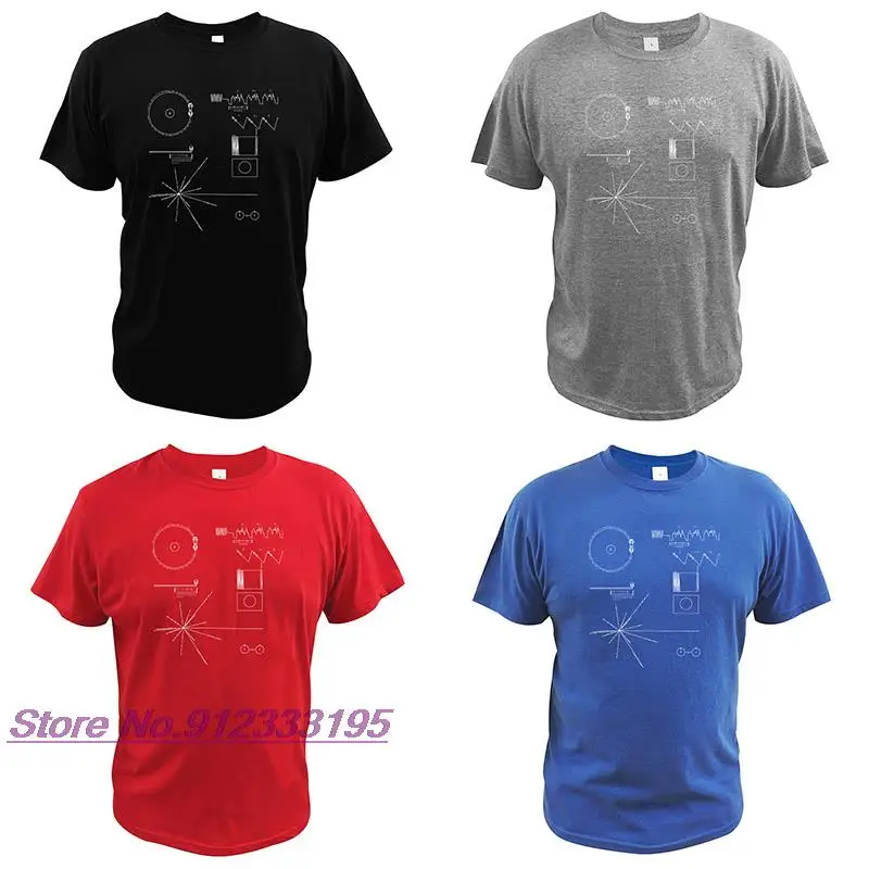 

Классическая футболка The Voyager Golden пластина, европейские размеры, 100% хлопок, топы с графическим принтом, Мужская футболка