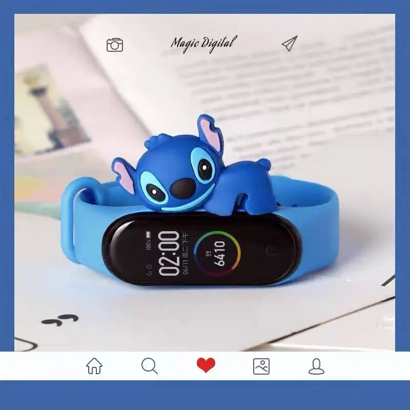 Stitch Милый mi band 4 ремешок сменный силиконовый mi 4 band ремни игрушка my band 3 ремешок для xiaomi mi band 3/4 аксессуары для браслетов - Цвет ремешка: Stitch