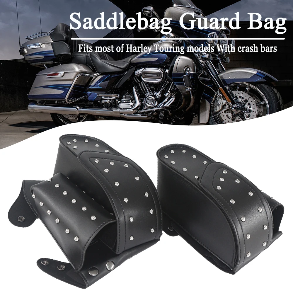 

For Electra Glide For Touring Road King FLHR Motorcycle Engine Crash Bar Saddlebag Guard Toolkit Bag With Water Bottle Holder