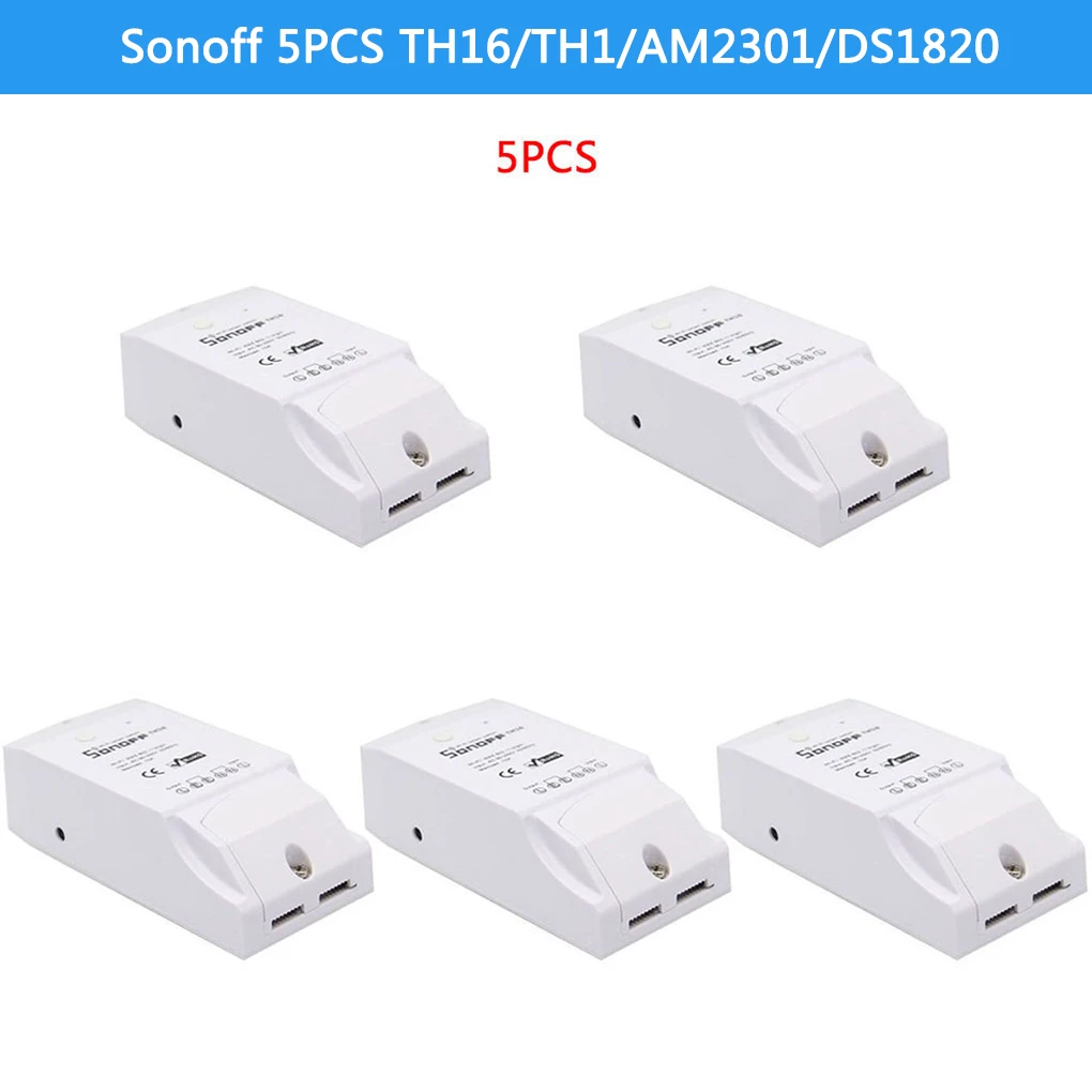 SONOFF 5 шт. TH16 TH10 WiFi умный переключатель AM2301 датчик температуры и влажности DS1820 водонепроницаемый датчик температуры влажности