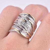 new arrival fashion double color rings for women anillo gold color antique female stainless steel jewelry party vintage rings