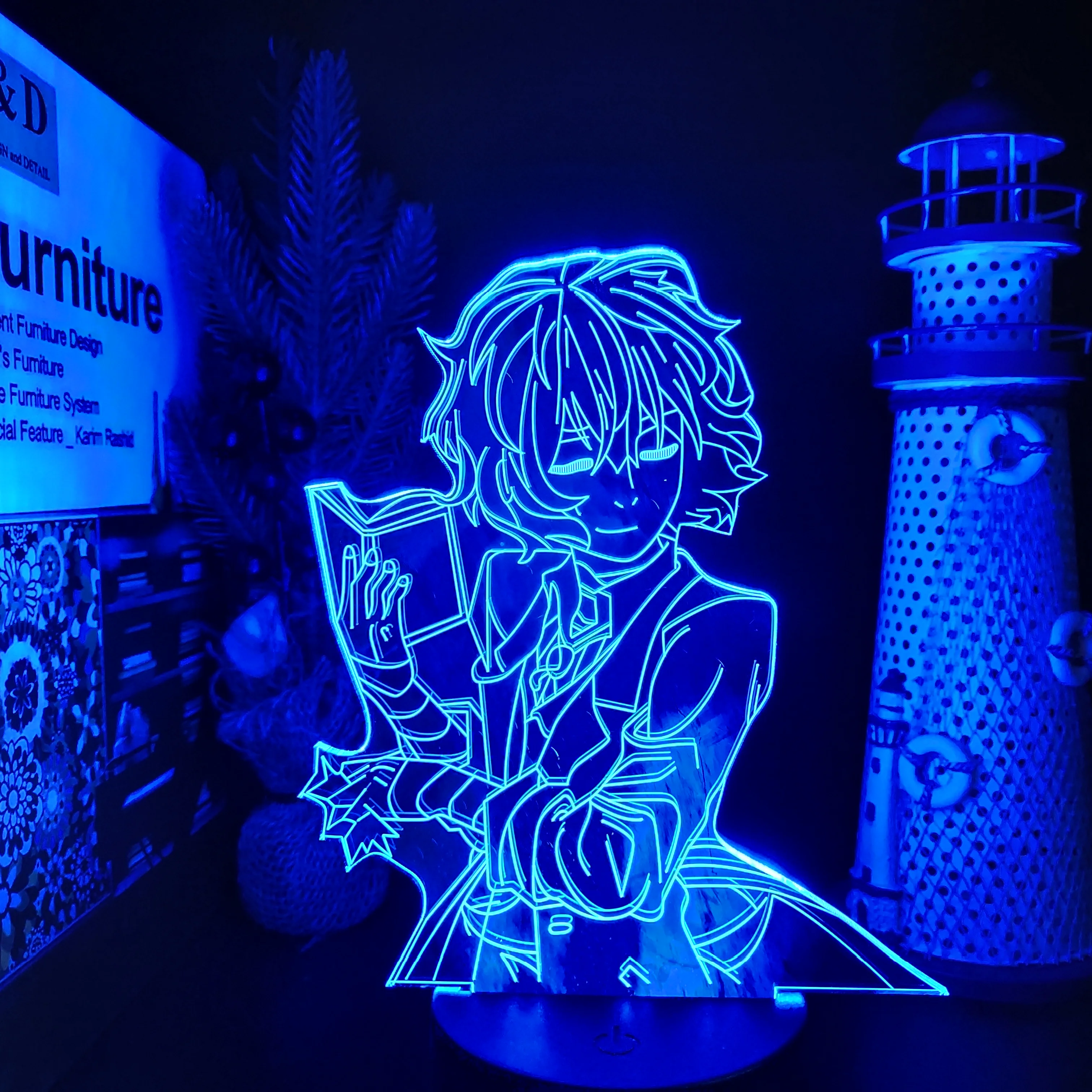 night light for bedroom Bungo Stray Dogs Dazai Osamu Fyodor Anime 3D Night Lights LED Colorful Collective Lampara Table Desk Lamp Model Visual Lighting dinosaur night light