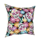 День мертвых сахарный череп и изображениями красочного цветка подушка чехол полиэстер Подушка мексиканский праздник Винтаж мультипликационным мотивом домашний декор