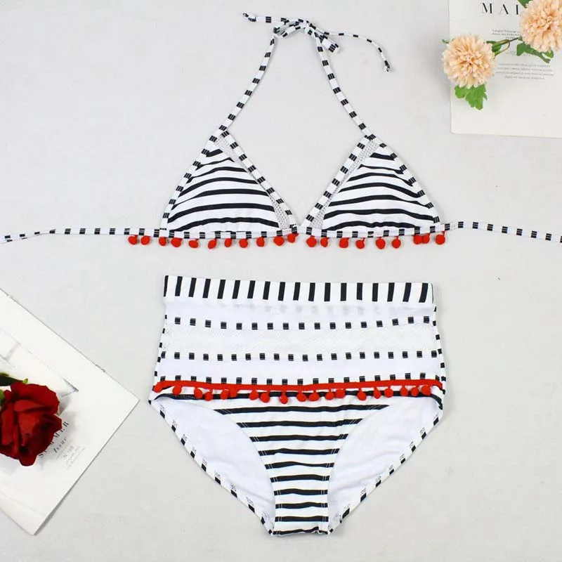 Женский купальник с высокой талией бикини пуш-апом и сеточкой на лето 2020 | Женская