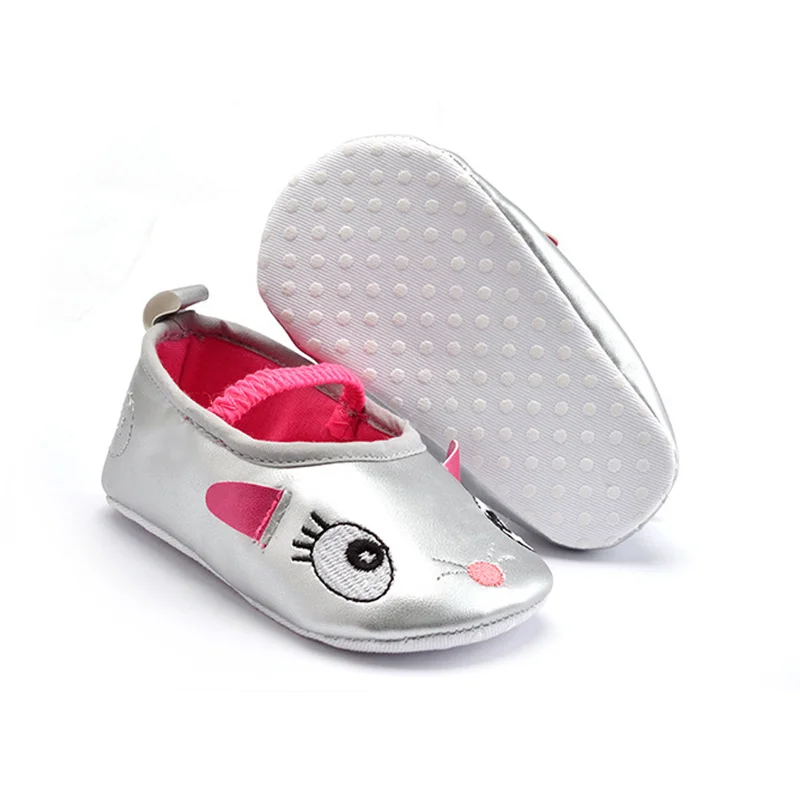 Детская обувь для малышей младенцев серебряные животные мыши милые тапки анти