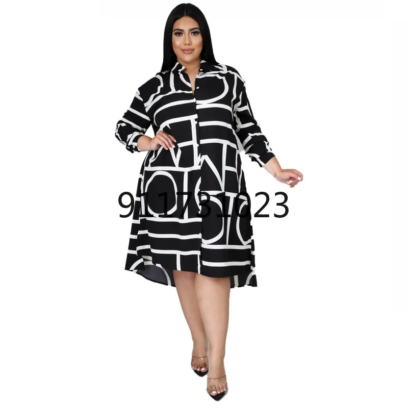 Платье-рубашка женское средней длины с принтом большие размеры | Тематическая