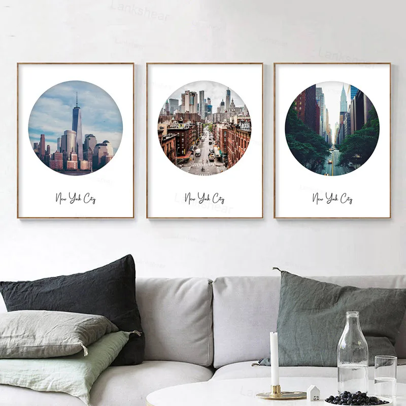 Холщовый постер с изображением пейзажа Нью-Йорка черно-белая карта в