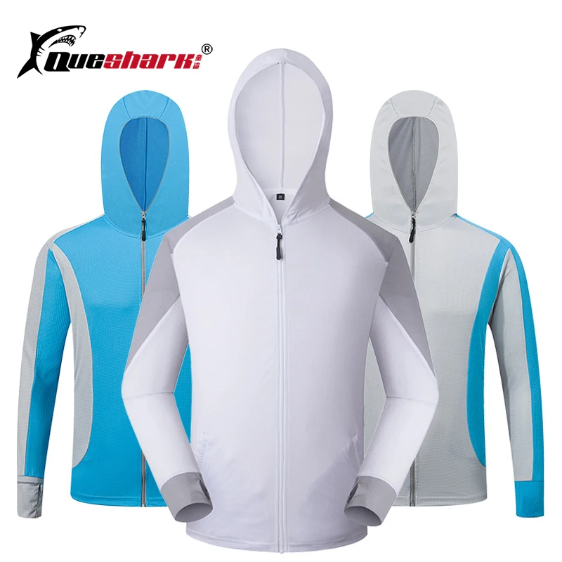 

Queshark Sun-Protective Fishing Jacket Quick-dry Cycling Jersey Anti-mosquito Long Sleeve Running Hiking Shirt Fisherman Clothes