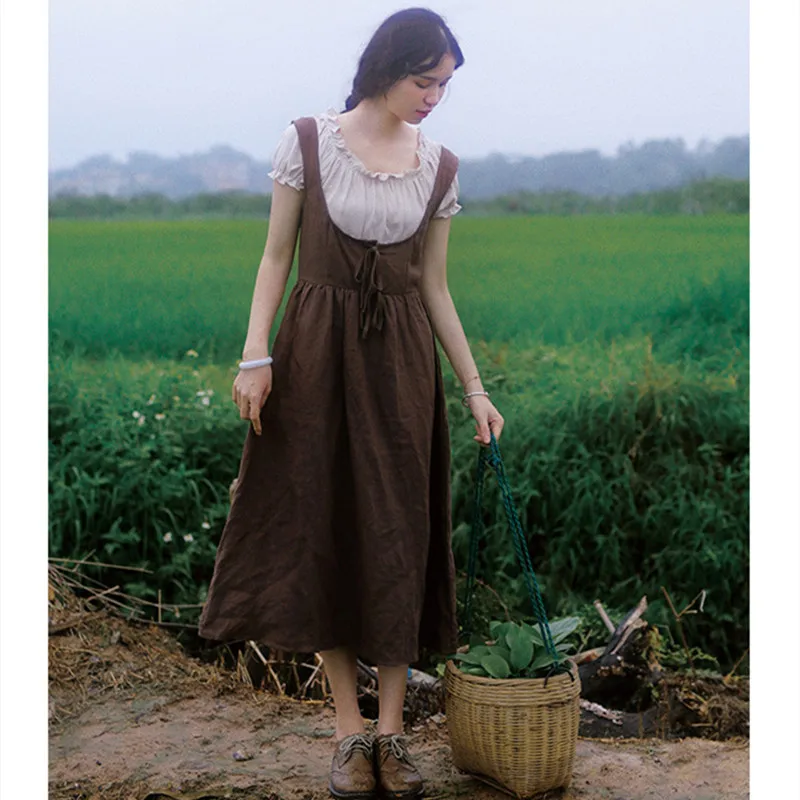 Платья 2020 летние женские винтажные сельские повседневные свободные хлопковые