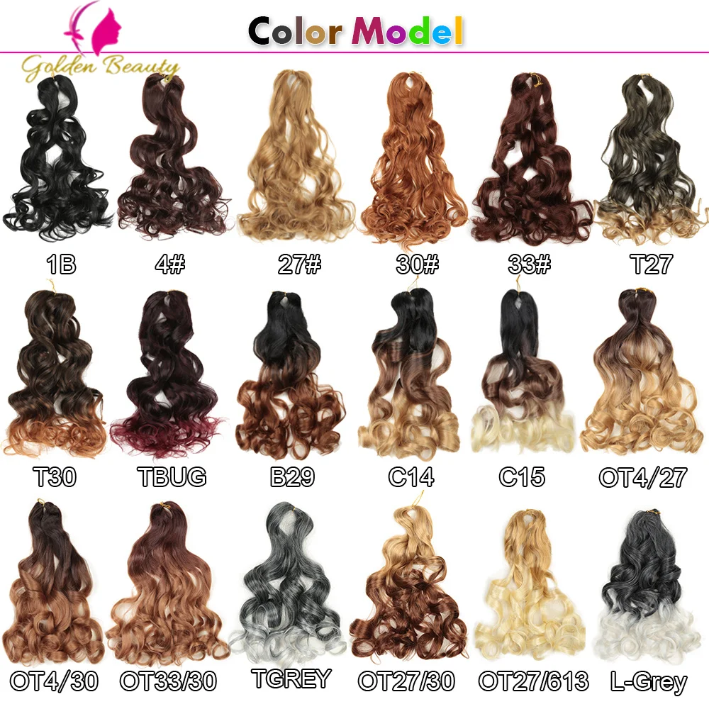 

Pre Stretched Loose Wave Crochet Braiding Hair Ombre Extensions Synthetic Curly Hair Freetress For Women Golden Beauty