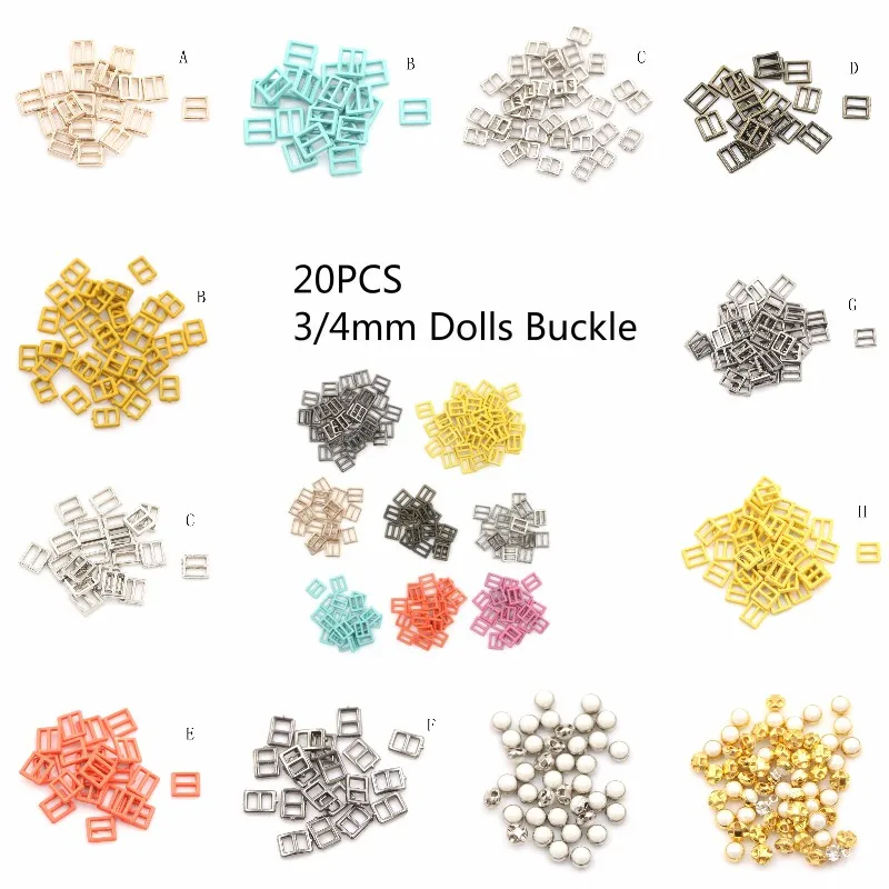 

20Pcs/lot Handmade 3/4MM DIY Patchwork Buckle Dolls Clothing Adjustable Button Sewing Mini Buckle For Bjd Dolls